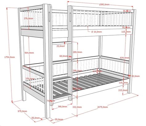 Dviaukštės lovos vaikams schema