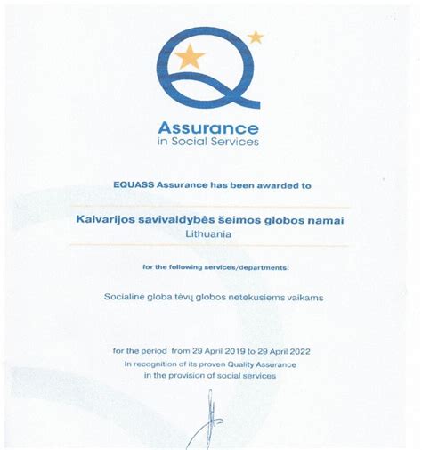 EQUASS kokybės sistemos diegimo žingsniai