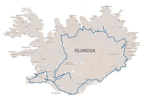 Islandijos žemėlapis su pažymėtomis vietomis