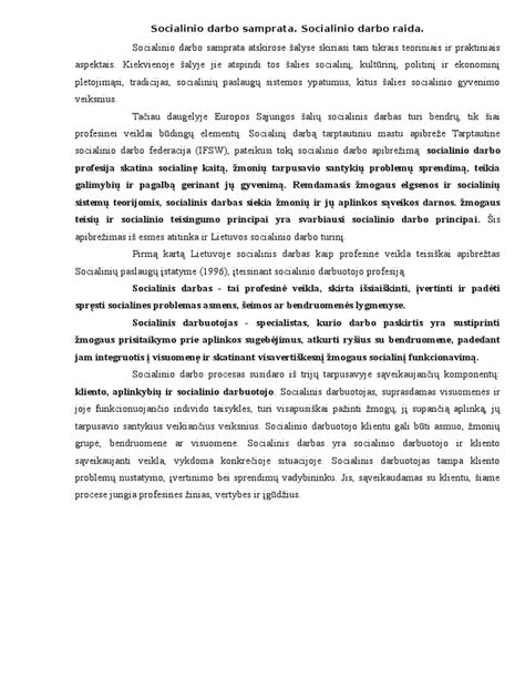 Socialinio darbo samprata ir tikslai