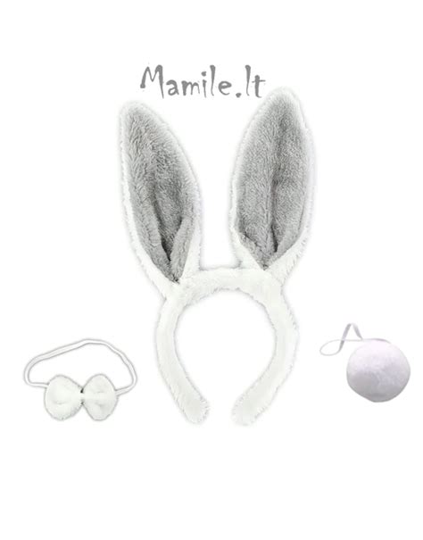 pelės kostiumo detalės: ausys, peteliškė, uodega