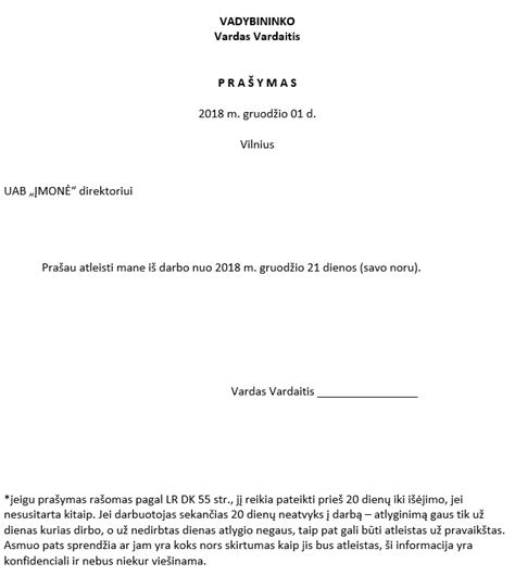 Darbuotojo prašymas suteikti motinystės arba tėvystės atostogas