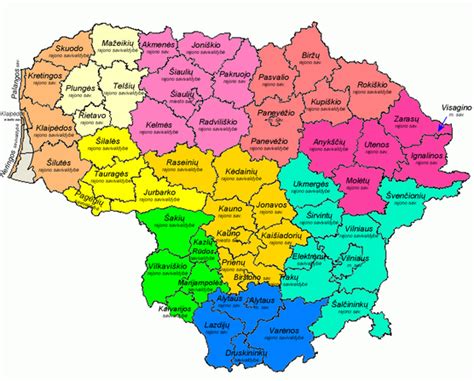 Žemėlapis su Lietuvos etnografiniais regionais
