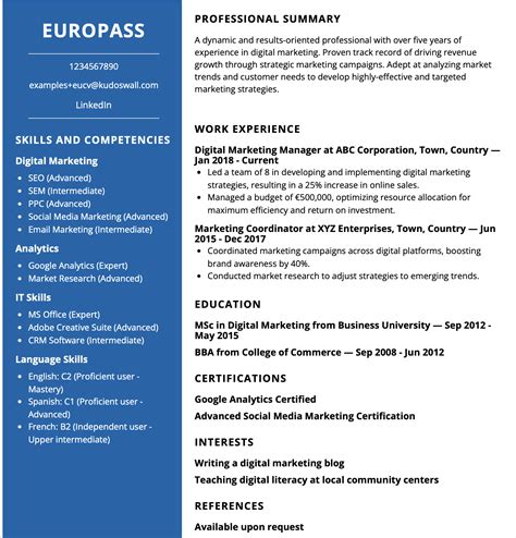 Europass CV pildymo procesas