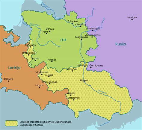 16 amžiaus LDK ir Lenkijos karalystės žemėlapis