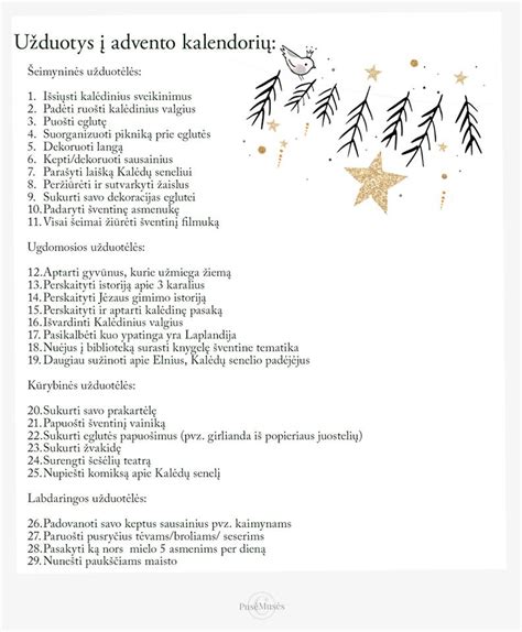 Idėjos advento kalendoriaus užpildymui