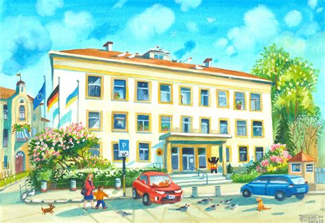 Darbuotojai su apsaugos priemonėmis prie darželio įėjimo