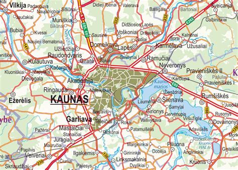 Žemėlapis su Kauno ir Kauno rajono privačių darželių lokacijomis