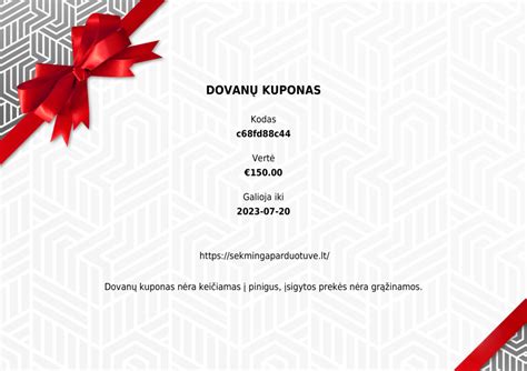 Dovanų kuponų pasirinkimai