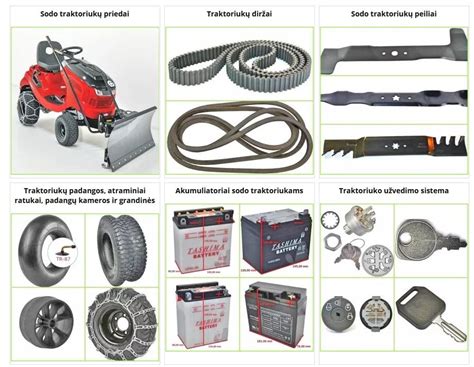 Įvairios sodo technikos dalys