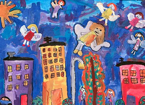 Vaikų piešiniai darželyje