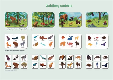 Lietuviškų gyvūnų iliustracijos vaikams