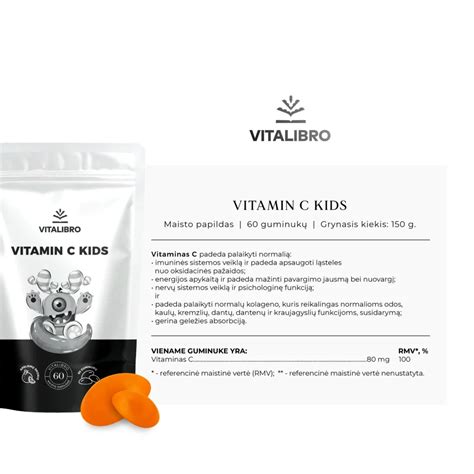 Infografika apie vitamino C naudą vaikams
