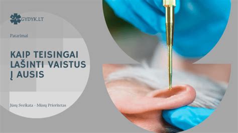 Infografika: žingsnis po žingsnio instrukcija, kaip lašinti vaistus į ausį