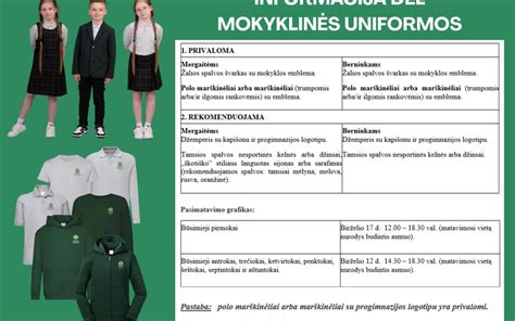 Schema su mokyklinės uniformos dydžių matavimu