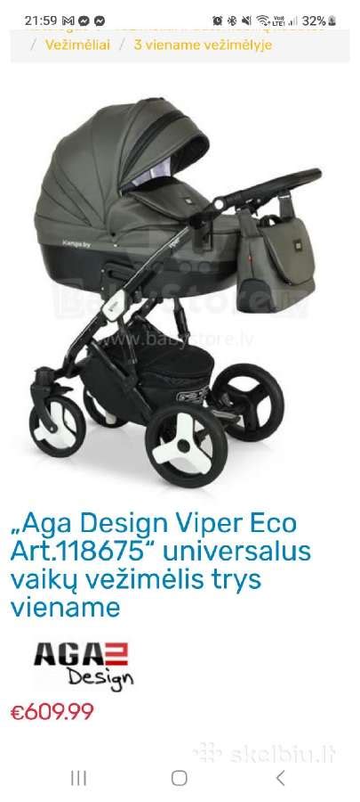 Infografika su Aga Design Espresso vežimėlio matmenimis ir svoriu