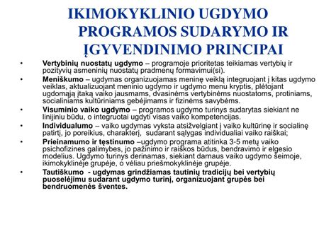 Principai ikimokyklinio ugdymo