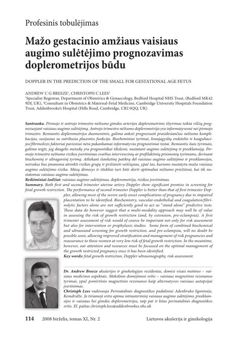 Scheminis vaisiaus augimo sekimas