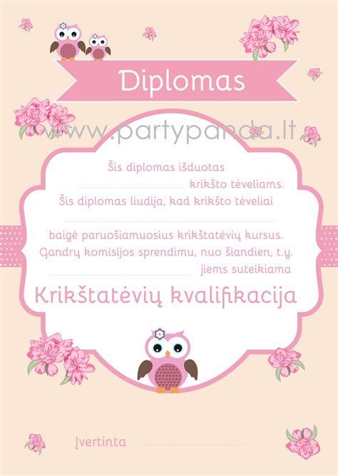 Diplomas krikšto tėvams