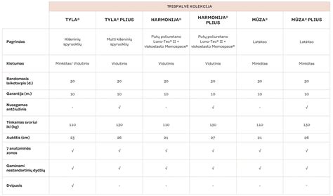 Įvairių čiužinių medžiagų palyginimas