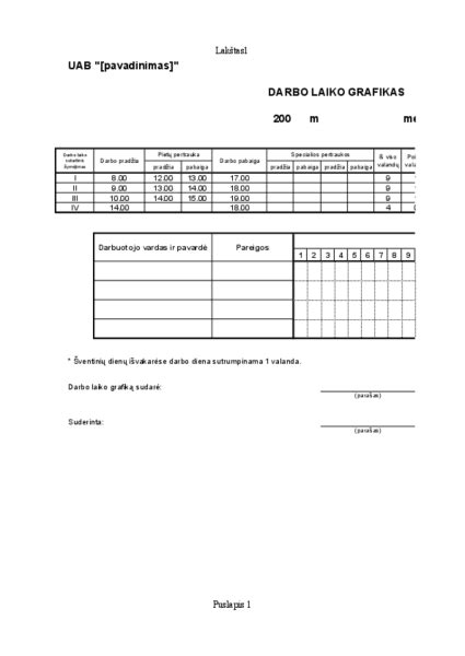Darbo laiko grafikas nepilnamečiams