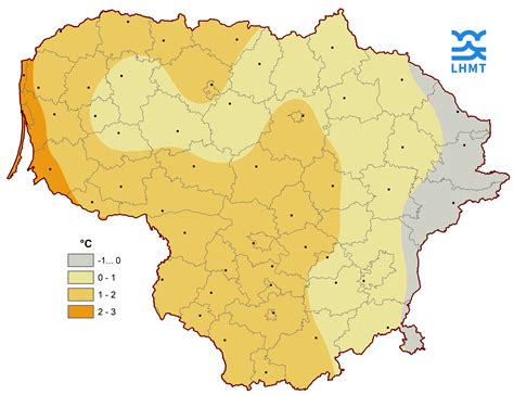 Vasario mėnesio vidutinė temperatūra Lietuvoje