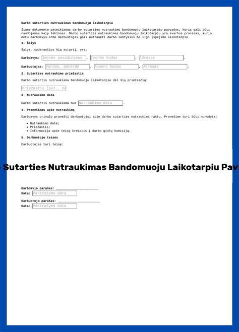 Schema, iliustruojanti darbo sutarties nutraukimo procedūrą po vaiko prieiūros atostogų