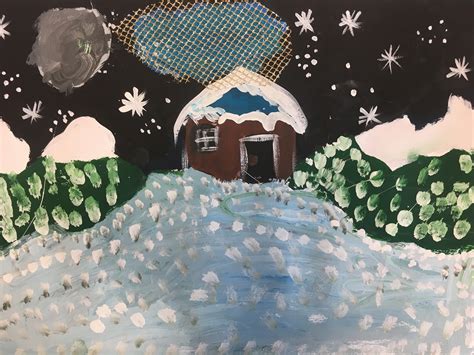 vaikų piešiniai su žiemos motyvais