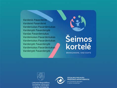 Šeimos kortelės logotipas ir informacija