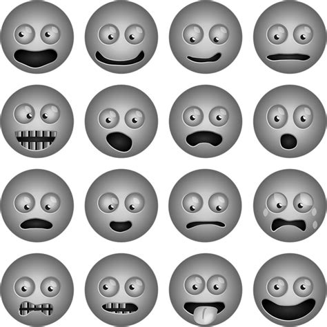 Emocijų piktogramos (liūdnas, piktas, laimingas)
