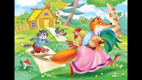 Pasakų iliustracija su gyvūnais