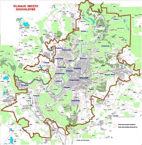 Žemėlapis su Vilniaus mikrorajonais