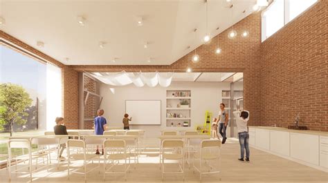 Rekonstruotos mokyklos interjeras