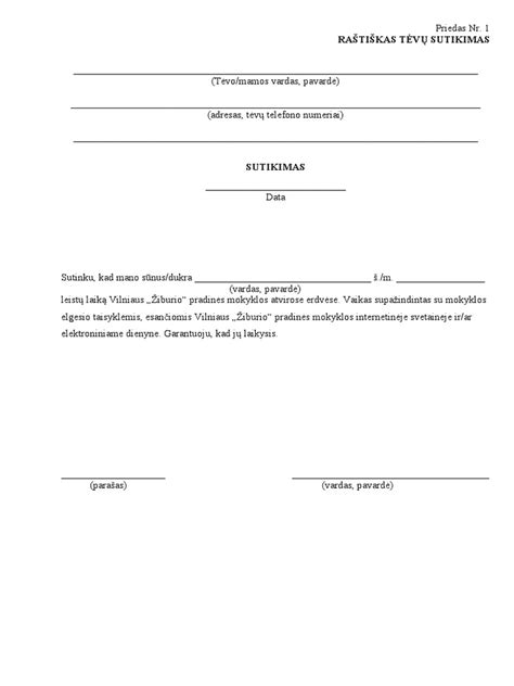 Vaiko kelionės sutikimo forma