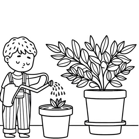 Vaikas laisto kambarinius augalus