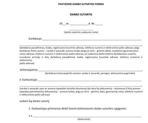 Darbo sutarties dokumentas su parašais