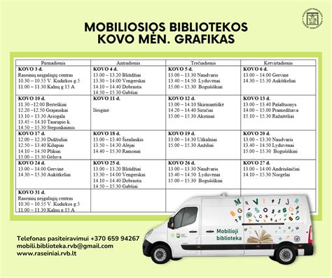 Grafikas su bibliotekos renginiais vaikams