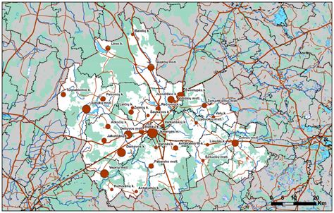Žemėlapis su Ukmergės rajono savivaldybės ribomis