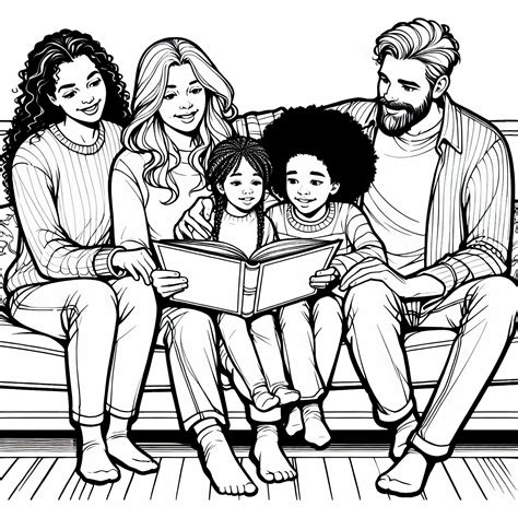 šeima kartu skaito knygą