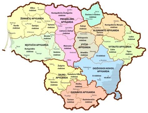 Žemėlapis su partizanų apygardomis Lietuvoje