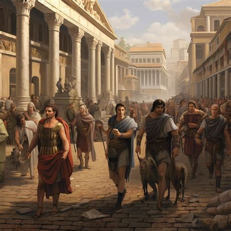 Istorinė iliustracija su senovės romėniškais patiekalais