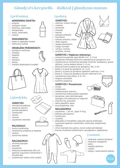Sąrašas daiktų, kuriuos reikia pasiimti į gimdymo namus