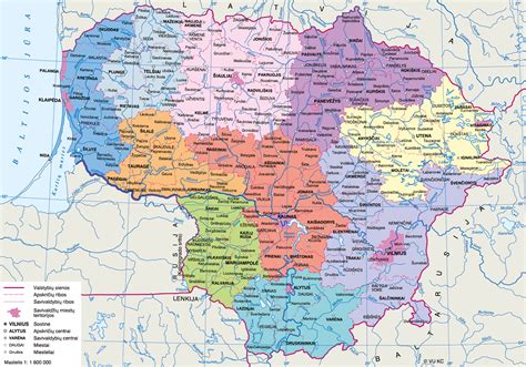 Lietuvos žemėlapis su pažymėtais gimimo vietų regionais