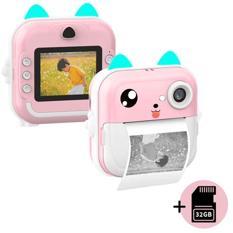 vaikiškas momentinis fotoaparatas su atspausdinta nuotrauka