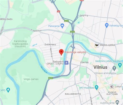 Žemėlapis su pažymėtais vaikų darželiais Vilniuje